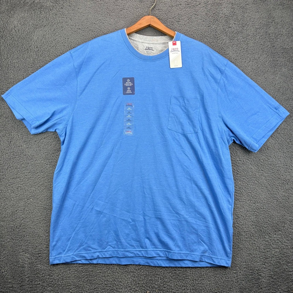 IZOD Saltwater Men XXL Blue Revival Soft Touch Stretch Pocket T-Shirt 45SK197464